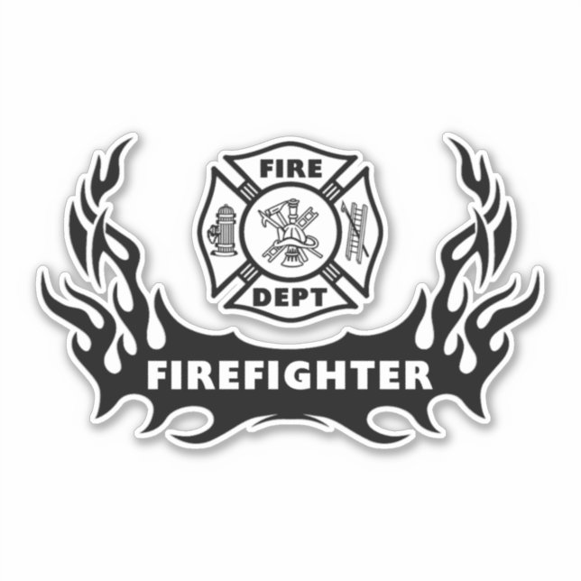 Adesivo Chamas de Emergência contra Fogo de Bombeiro (Frente)