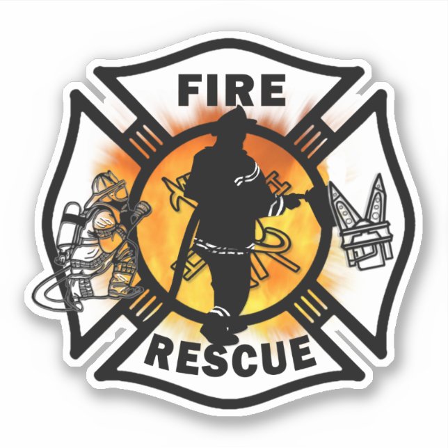 Adesivo Chamas de Emergência contra Fogo de Bombeiro (Frente)