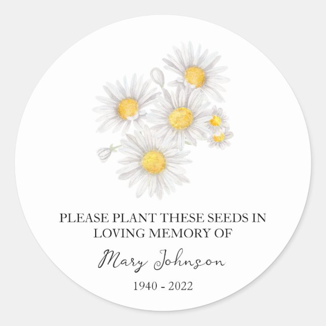 Adesivo Chamomile Memorial Funeral Seed Packet (Frente)