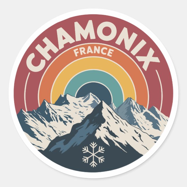 Adesivo Chamonix France Retro Mountain Sticker (Frente)