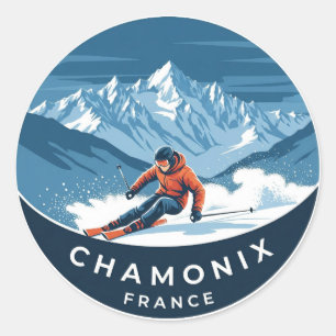 Adesivo Chamonix Mont Blanc France Skier Skiing