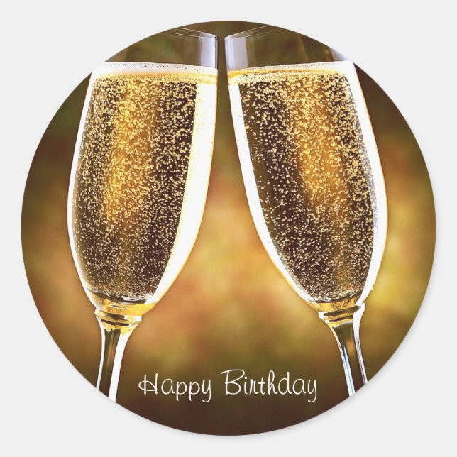 Adesivo Champagne Birthday Sticker (Frente)