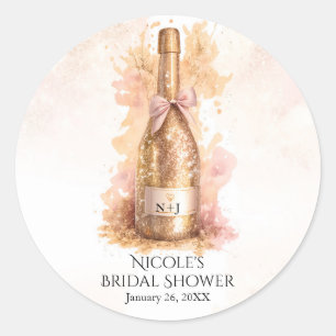 Adesivo Champagne Bubbly e Bridal Shower com Glitter Doura