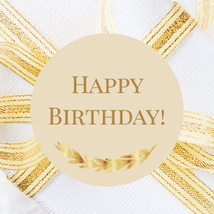 Adesivo Champagne dourado Feliz Aniversário