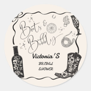 Adesivo Champagne e Botas Festa de Noiva Western Bubbly
