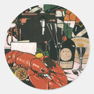 Adesivo Champagne Lagosta Vintage; Festa Elegante e Sofist