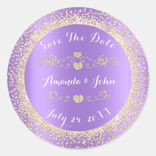 Adesivo Champaigne Dourada Glitter Salva a Data Roxo