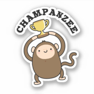 Adesivo Champanzee Cute Champion Chimpanzee Pun