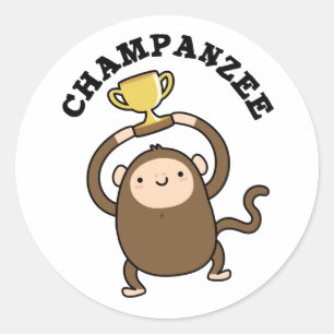 Adesivo Champanzee Funny Champion Chimpanzee Pun