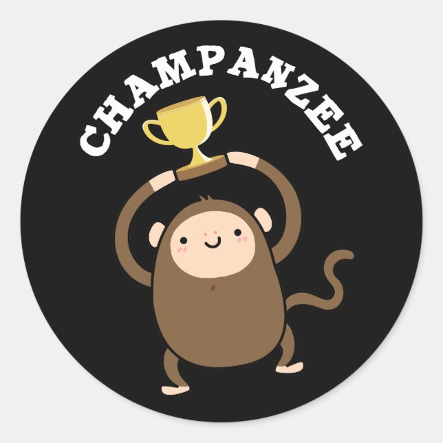Adesivo Champanzee Funny Champion Chimpanzee Pun Dark BG (Frente)