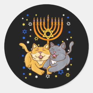 Adesivo Chanukah judeu Menorah Kitten Engraçado Cat Hanukk