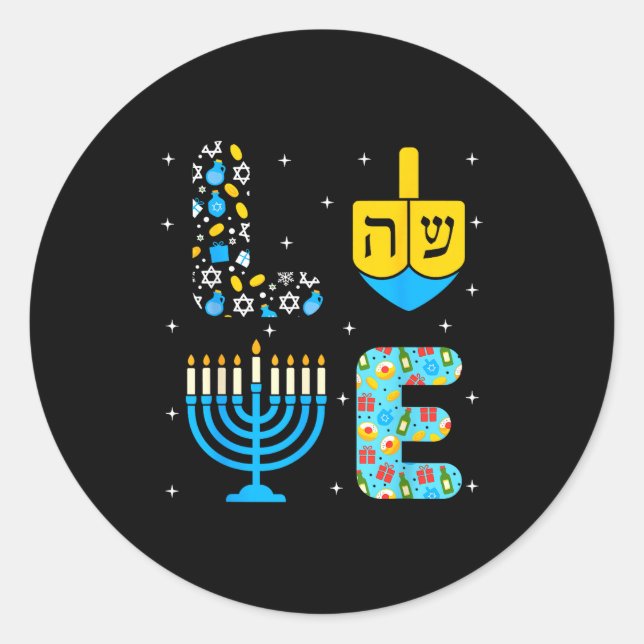 Adesivo Chanukah Menorah Dreidel Icons Hanukkah Love Celeb (Frente)