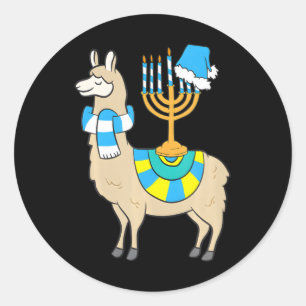 Adesivo Chanukkah Menorah Hanukkah Llama Com Menorah
