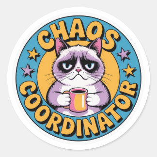 Adesivo Chaos Coordinator Cat Sticker - Funny Grumpy Coffe