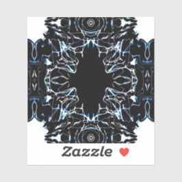 Adesivo Chaotic Abstract Blue on Black and White Fluid Art