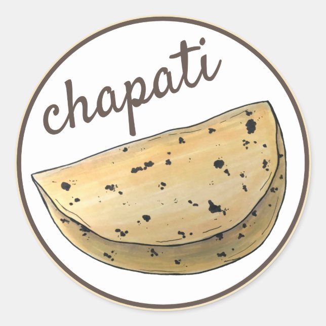 Adesivo Chapati Roti Comida indiana Pão Pão Pão Pão Pão (Frente)