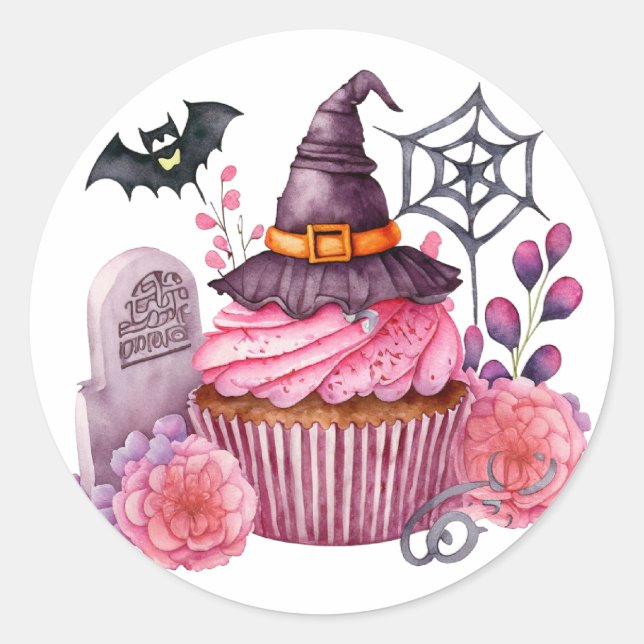 Adesivo Chapeau de sorcière, gateau, fleurs Halloween (Frente)