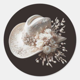 Adesivo Chapéu branco com flores