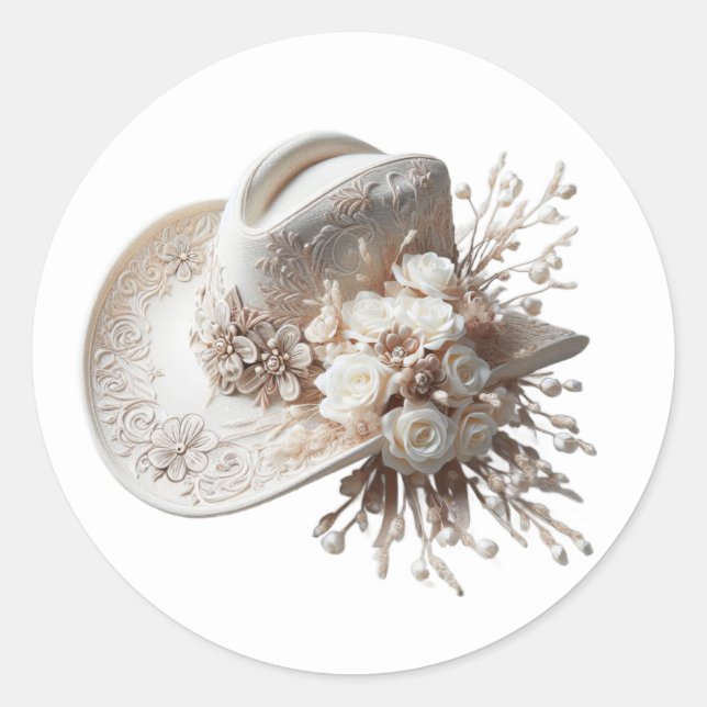 Adesivo Chapéu branco com flores (Frente)