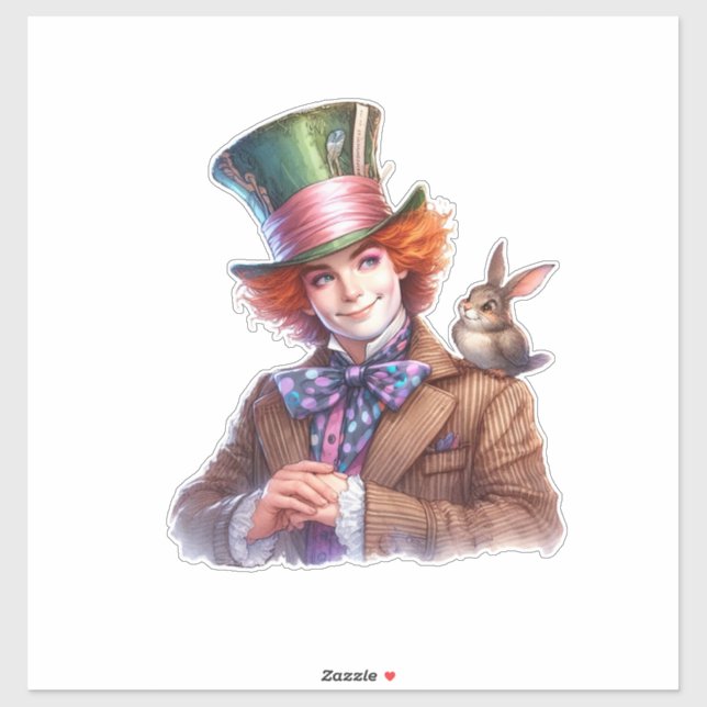 Adesivo Chapéu com um belo bebê bunny ai art (Folha)