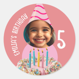 Adesivo Chapéu de Bolo de Aniversário com Foto Personaliza