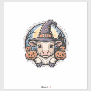 Adesivo Chapeu de Bruxa de Bezerro de Halloween Fofo Gravu