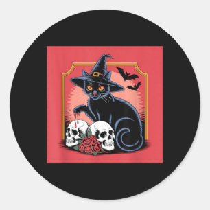 Adesivo Chapéu de Bruxa Gato Preto Caveiras Rosas Morcegos