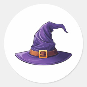Adesivo chapéu de bruxa roxo de Halloween