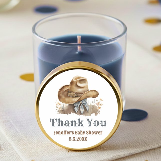 Adesivo chapéu de cowboy bebê western obrigado (Criador carregado)