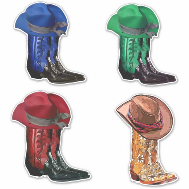 Adesivo Chapéu de Cowboy e Arte Ocidental para Boots Count (Frente)