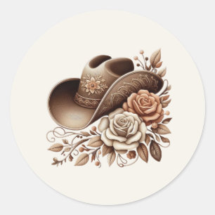 Adesivo Chapéu de Cowgirl Country Western com Flores