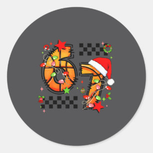 Adesivo Chapéu de Natal de Basquete 67 Xadrez Seis Se