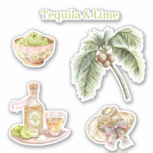 Adesivo Chapéu de Palmeira Tropical Guacamole de Tequila e