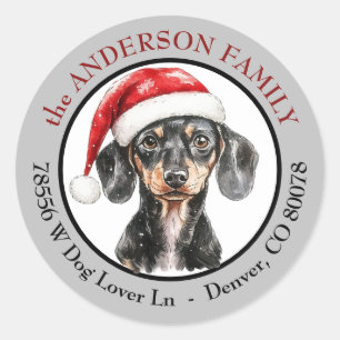 Adesivo Chapéu de Papai Noel Cachorro Dachshund Endereço d