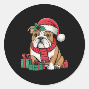Adesivo Chapéu de Papai Noel com Luzes de Natal Bulldog In