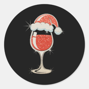 Adesivo Chapéu de Papai Noel em Brilho para Copo de Vinho