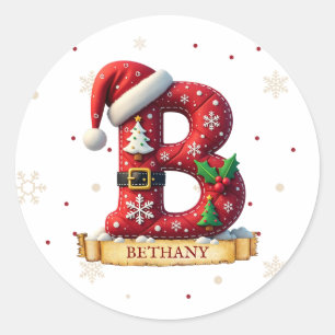 Adesivo Chapéu de Papai Noel Vermelho Natal Letra B Nome