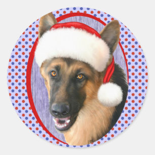 Adesivo Chapéu do papai noel do Natal do german shepherd