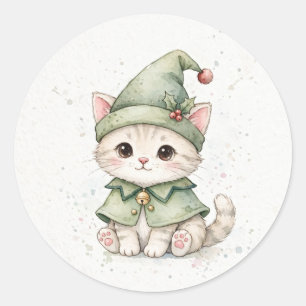 Adesivo Chapéu Pontiagudo de Natal de Gatinho Elfo
