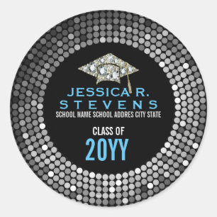 Adesivo Chapéu preto & branco da graduação do brilho do