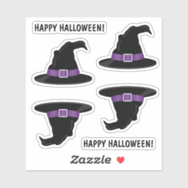 Adesivo Chapéus de Bruxa Com Detalhes Roxos Feliz Hallowee