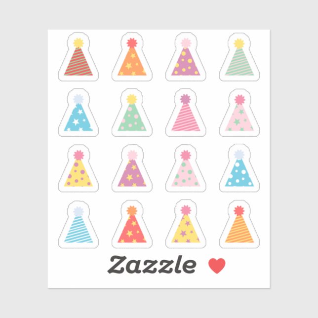 Adesivo Chapéus de Festa de Aniversário Lembrete de Aniver (Folha)