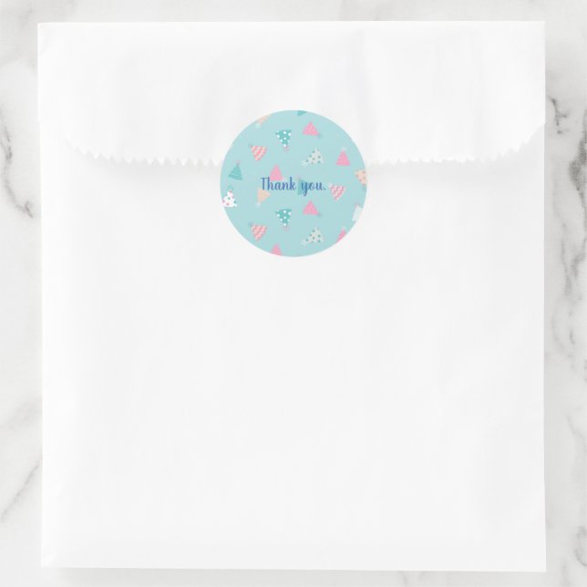 Adesivo Chapéus de festa de aquarela turquesa fofos de ani (Bolsa)