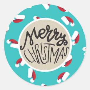 Adesivo Chapéus de Natal Azul Feliz Natal Festa Caprichosa