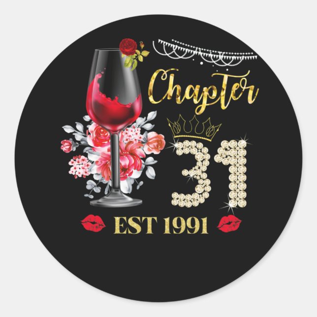Adesivo Chapter 31 Years EST 1991 31st Birthday Red Rose (Frente)