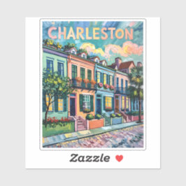 Adesivo Charleston Rainbow Row Colorida Van Gogh Viagem