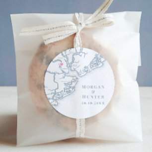 Adesivo Charleston SC Map Elegante Dusty Blue Weding Favor