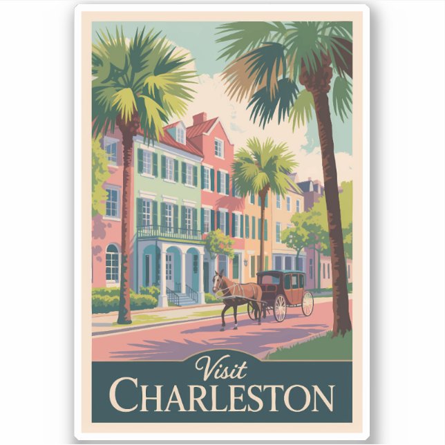Adesivo Charleston South Carolina Illustration Viagem Art (Frente)