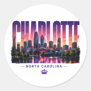 Adesivo Charlotte Carolina do Norte Silhueta da Cidade Nom