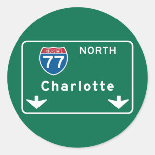 Adesivo Charlotte, NC Road Sign